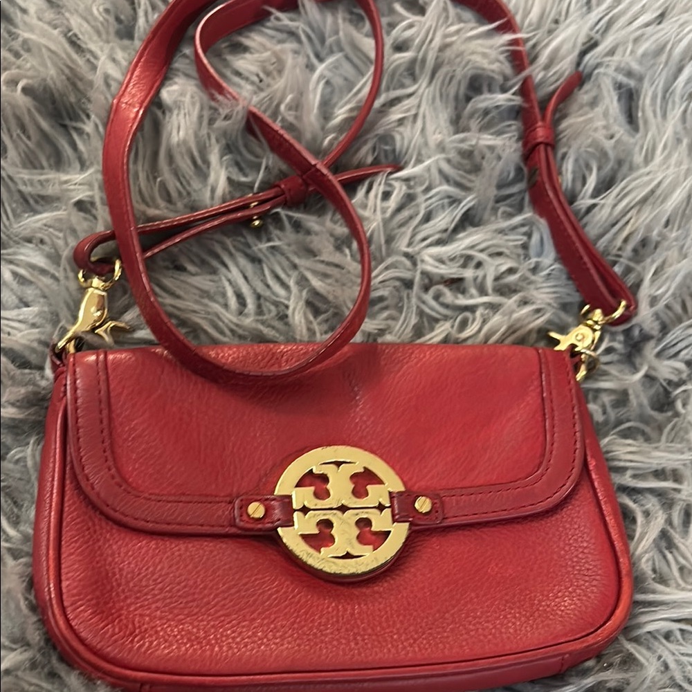 Tory Burch Red Crossbody Bag with Gold Logo
